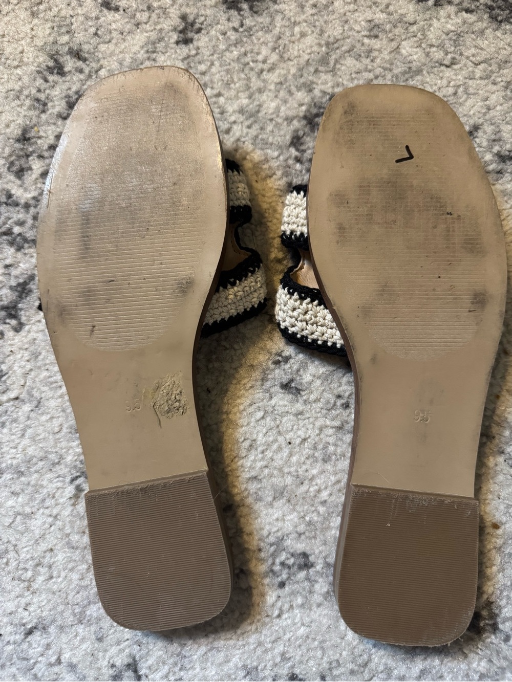 Steve Madden Cream and Black Crochet Slide Mules - Picture 2 of 3